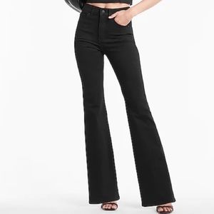 Express • Flare Jeans, High Rise, black, size 6 short